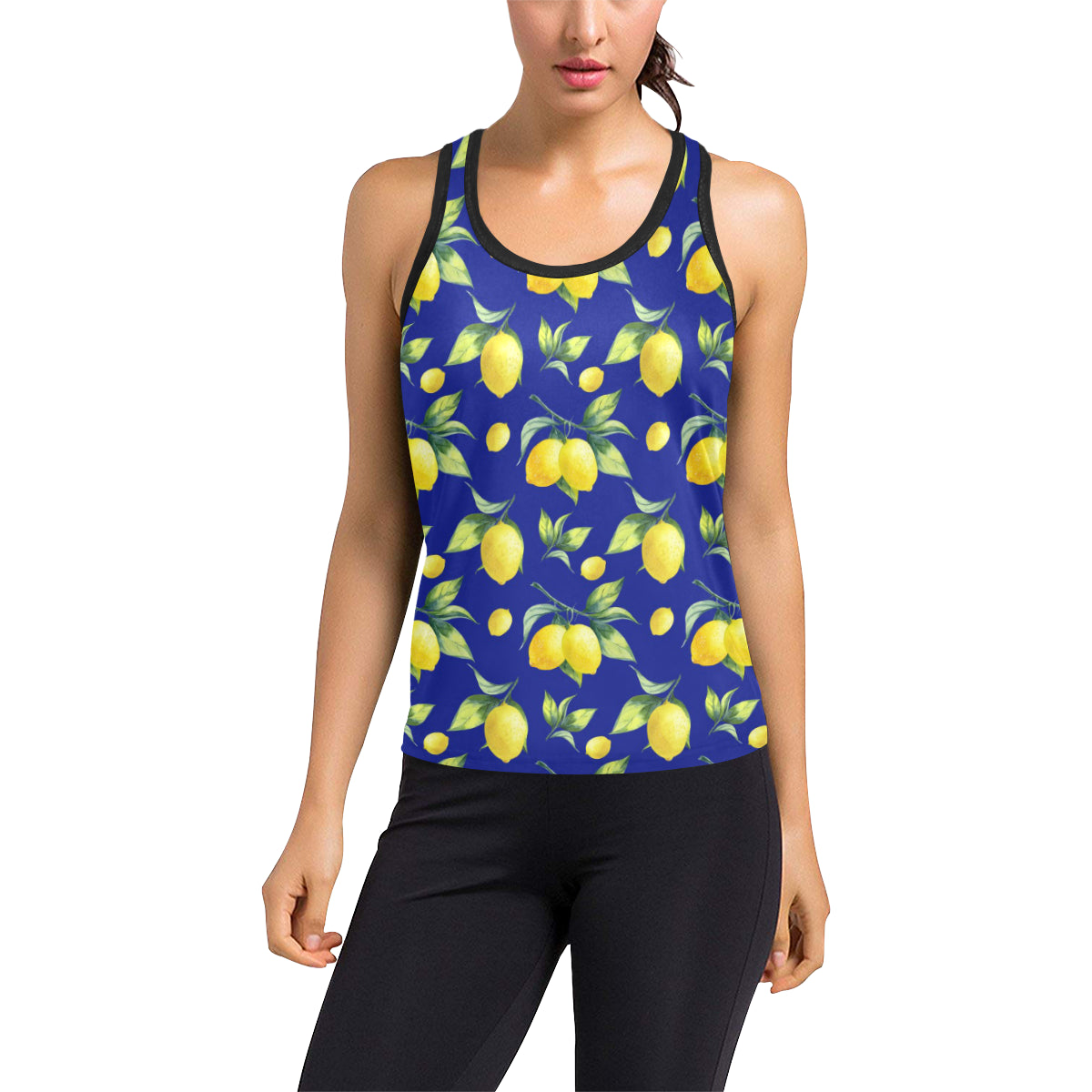 Lemon Pattern Print Design LM06 Women's Racerback Tank Top
