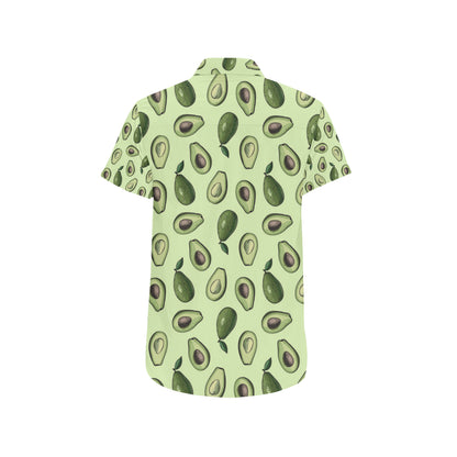 Avocado Pattern Print Design 02 Men's Short Sleeve Button Up Shirt