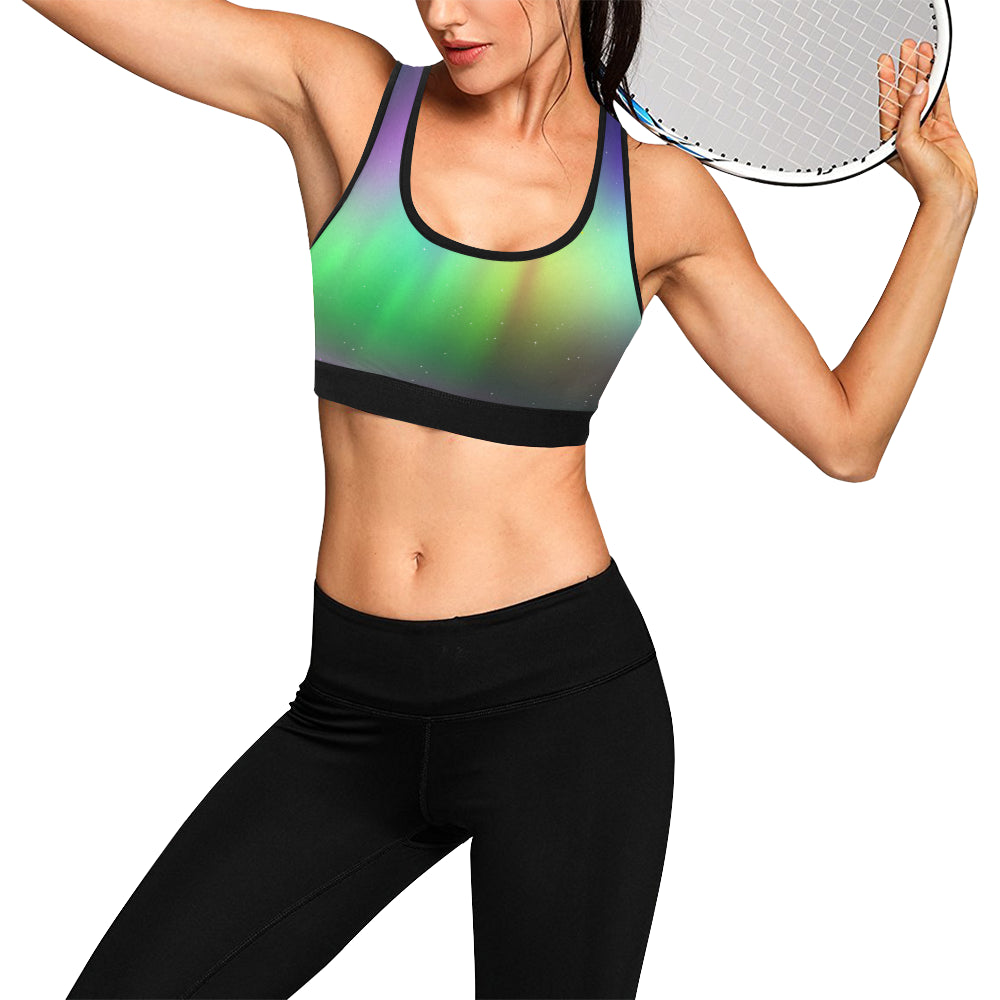 Aurora Borealis Pattern Print Design 03 Sports Bra