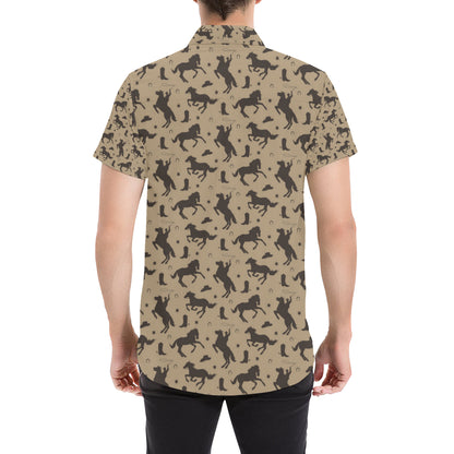 Cowboy Pattern Print Design 05 Men's Short Sleeve Button Up Shirt