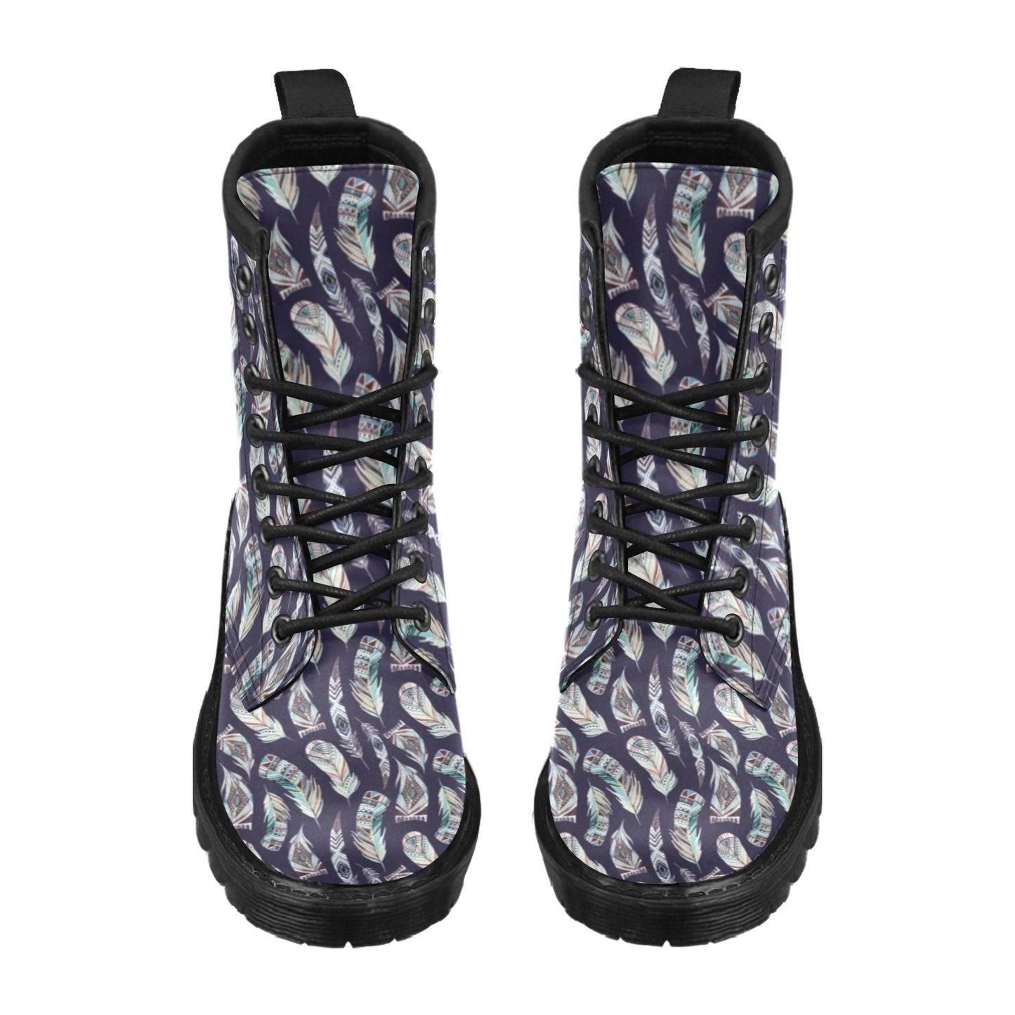 Feather Vintage Boho Design Print Women's Boots