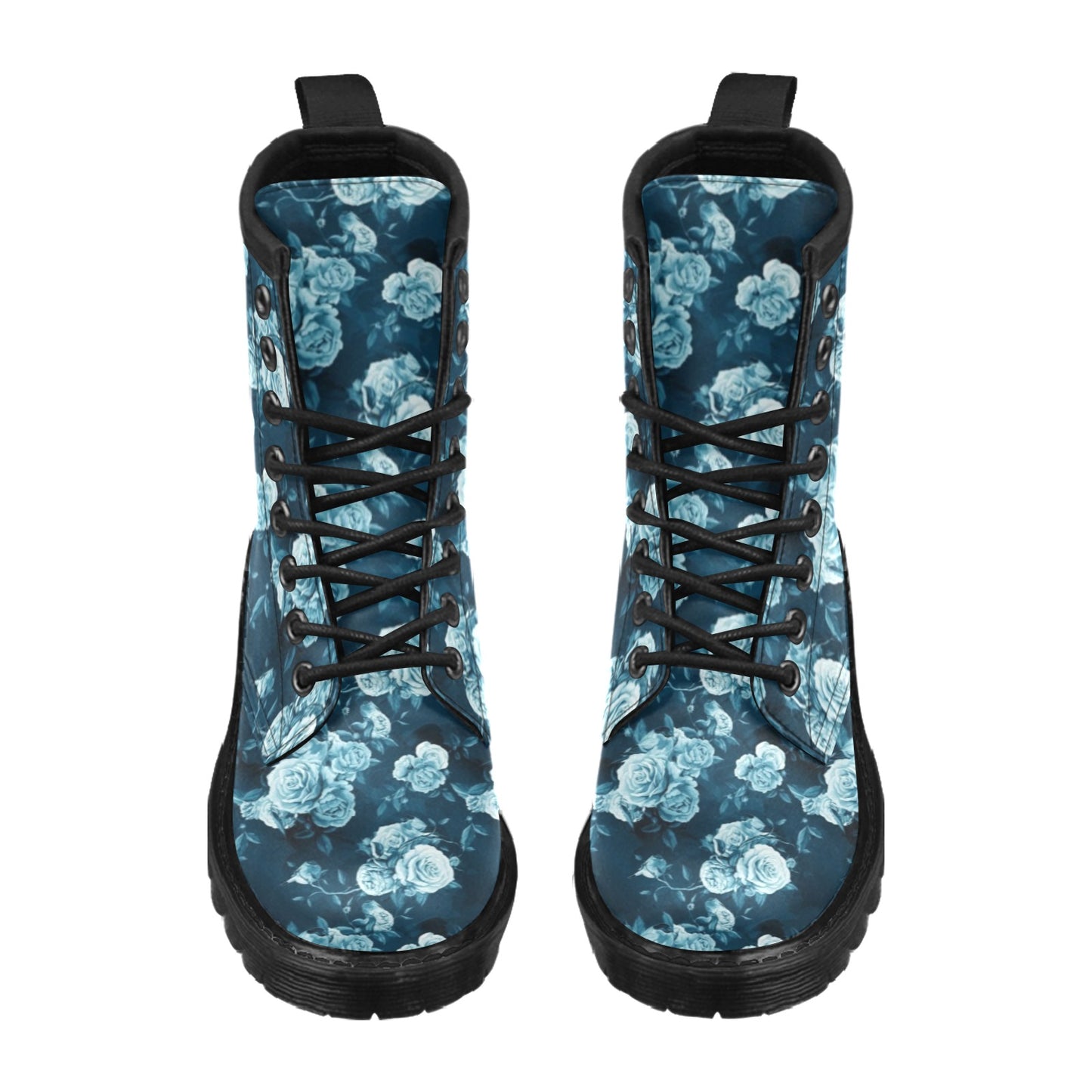 Rose Blue Pattern Print Design RO014 Women's Boots