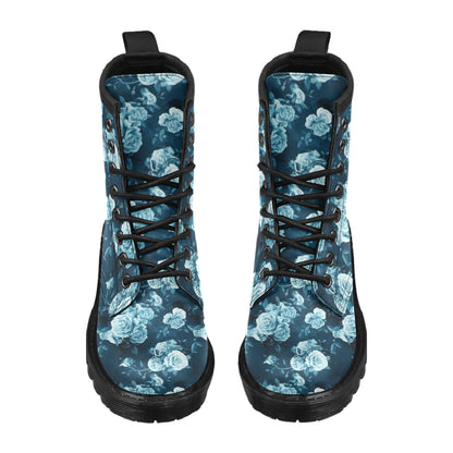Rose Blue Pattern Print Design RO014 Women's Boots