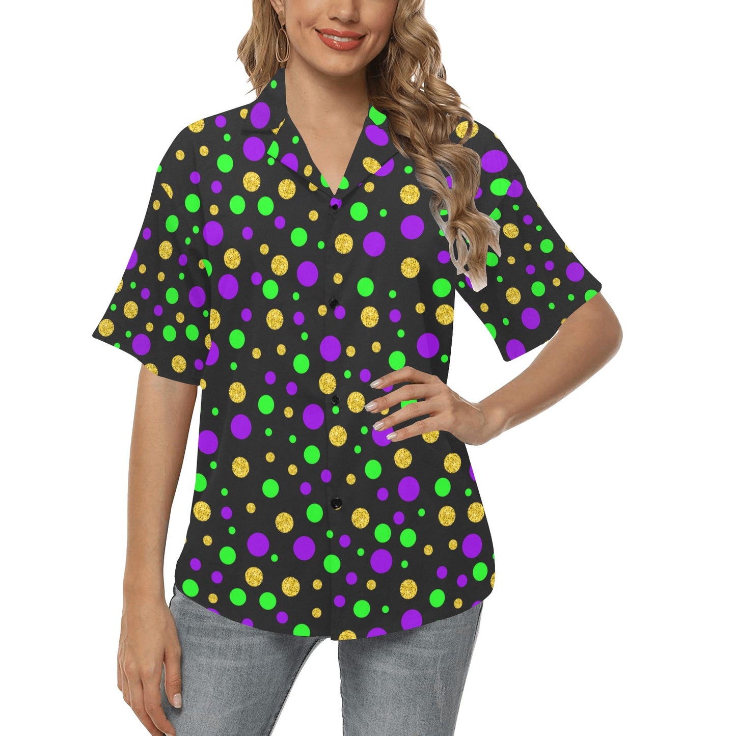 Mardi Gras Pattern Print Design 07 Women's Hawaiian Shirt