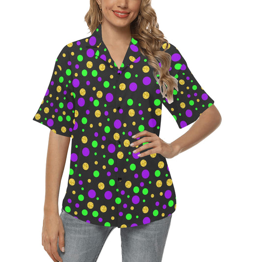 Mardi Gras Pattern Print Design 07 Women's Hawaiian Shirt