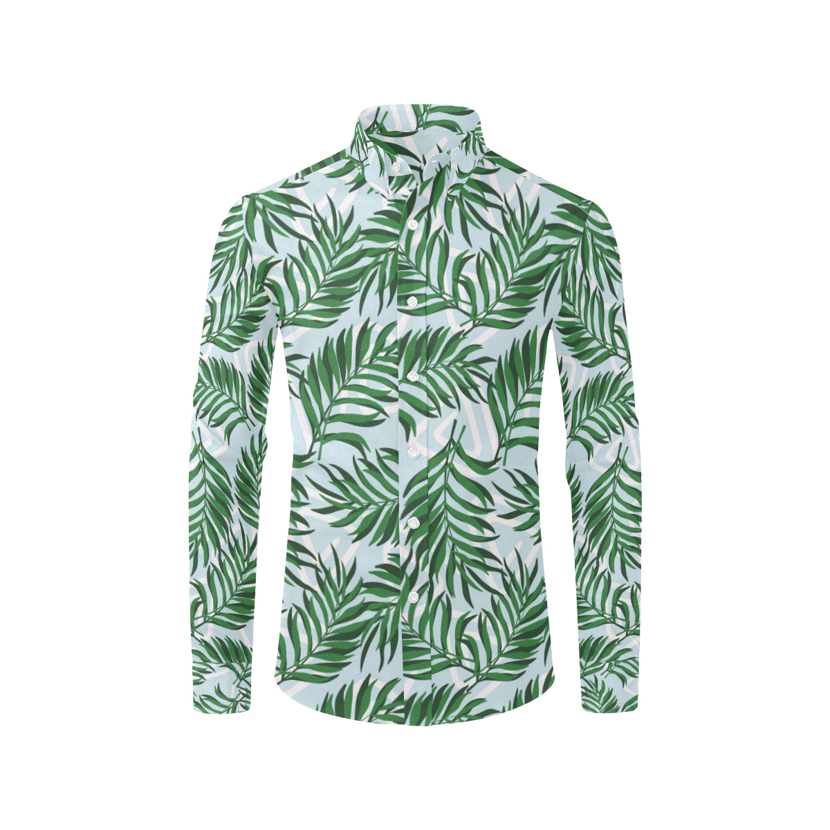 Palm Leaves Pattern Print Design PL06 Men's Long Sleeve Shirt