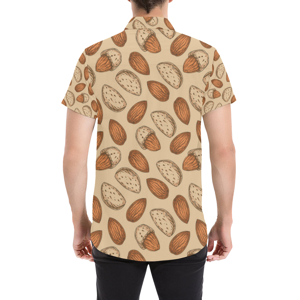 Almond Pattern Print Design 04 Men's Short Sleeve Button Up Shirt
