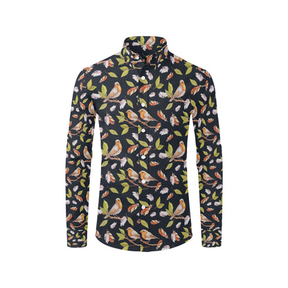 Birds Pattern Print Design 02 Men's Long Sleeve Shirt