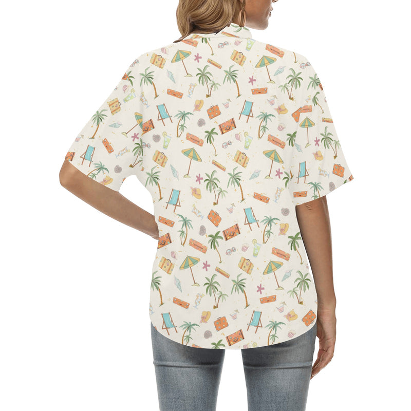Beach Themed Pattern Print Design 05 Women's Hawaiian Shirt
