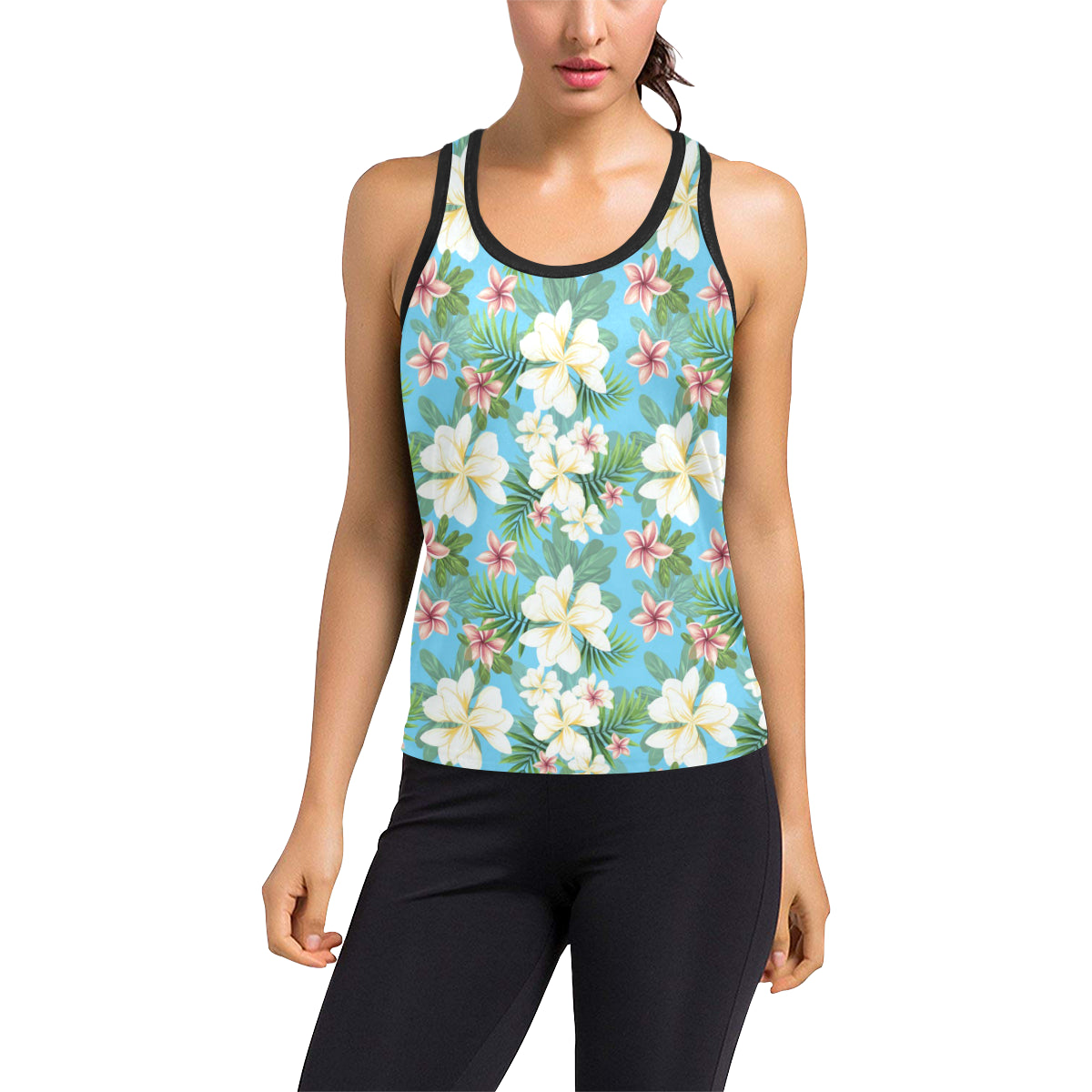Plumeria Pattern Print Design PM028 Women's Racerback Tank Top