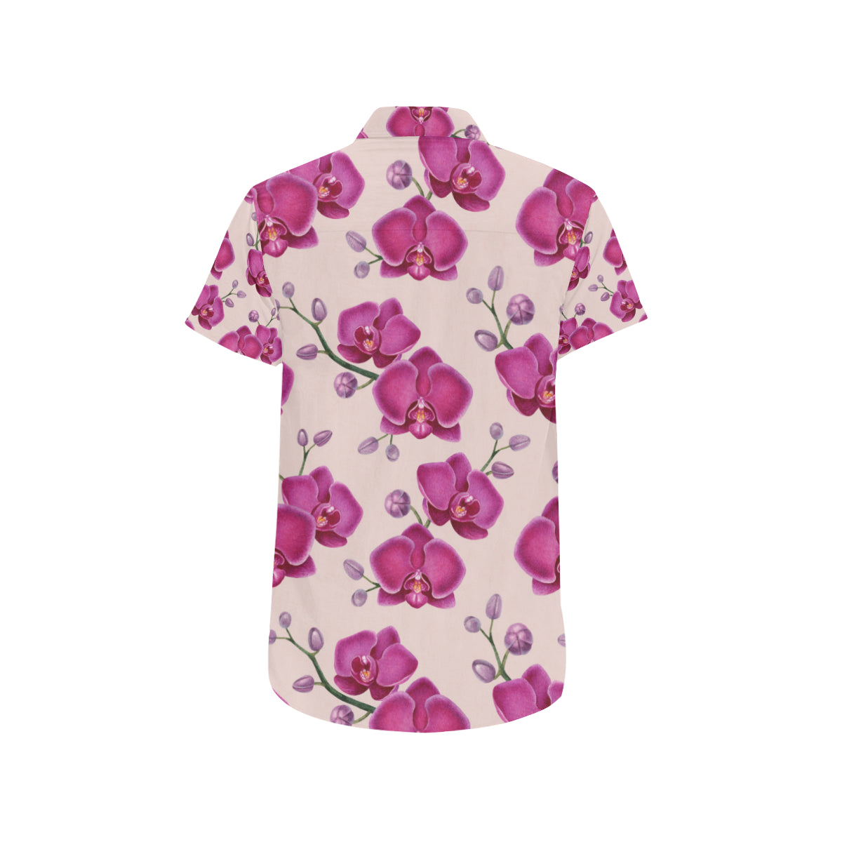 Orchid Pattern Print Design A02 Men's Short Sleeve Button Up Shirt