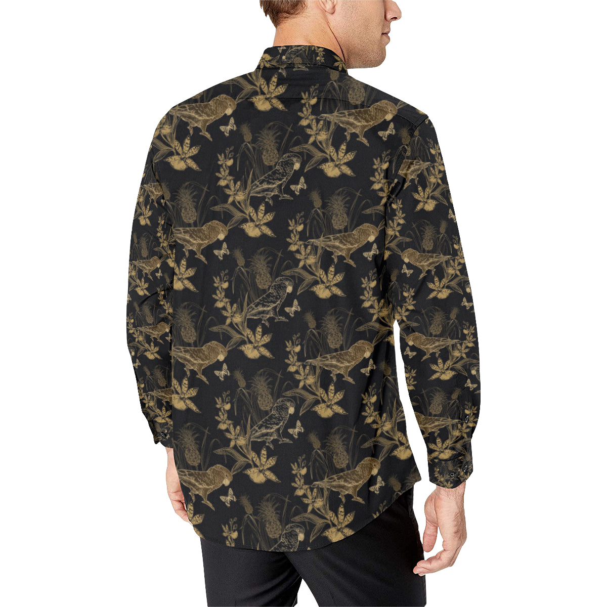 Parakeet Pattern Print Design A05 Men's Long Sleeve Shirt