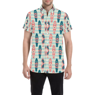 Aloha Hawaii Surfboard Pattern Print Design 02 Men's Short Sleeve Button Up Shirt