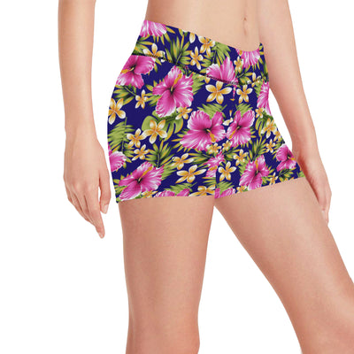 Pink Hibiscus Pattern Print Design HB027 Yoga Shorts