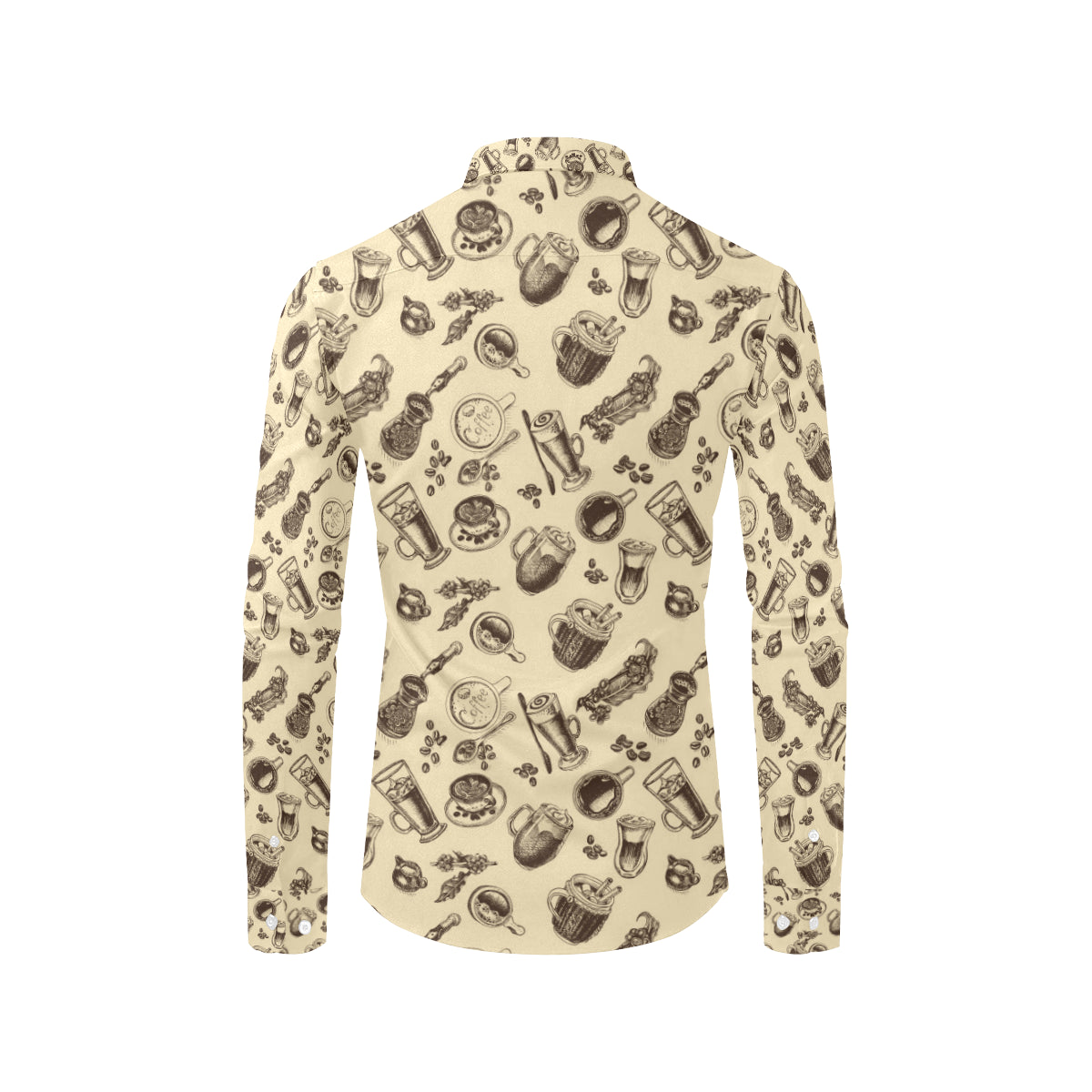 Coffee Pattern Print Design 05 Men's Long Sleeve Shirt
