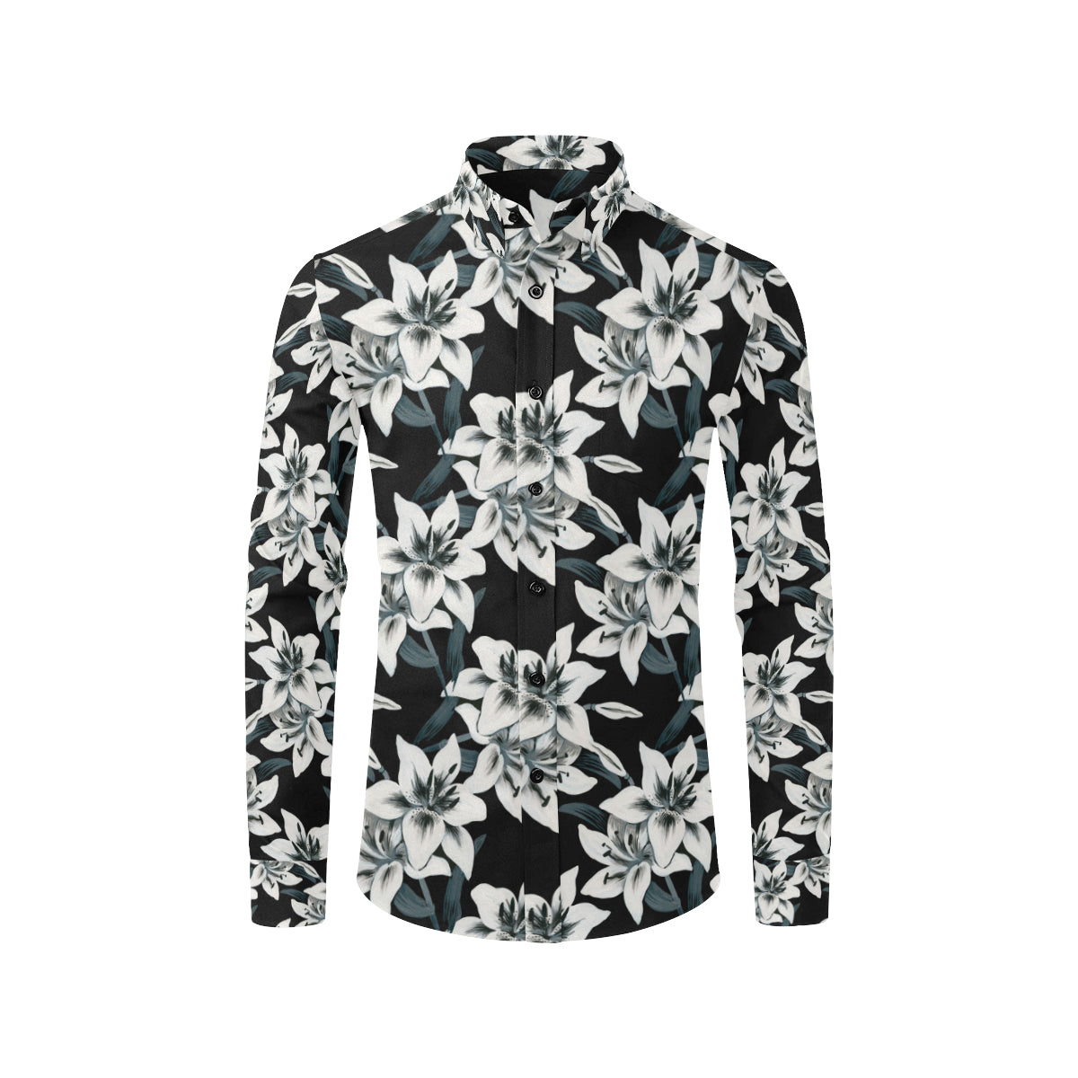 Lily Pattern Print Design 03 Men's Long Sleeve Shirt