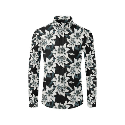 Lily Pattern Print Design 03 Men's Long Sleeve Shirt