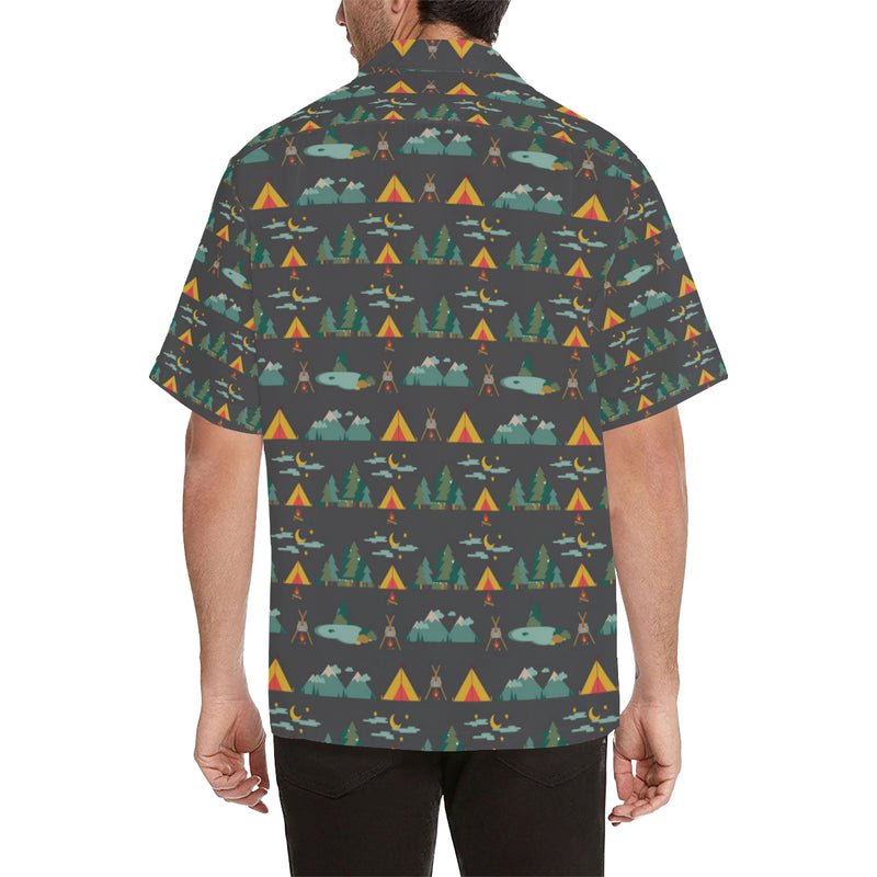 Camping Tent Pattern Print Design 03 Men's Hawaiian Shirt