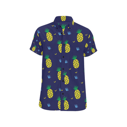 Pineapple Pattern Print Design A01 Men's Short Sleeve Button Up Shirt