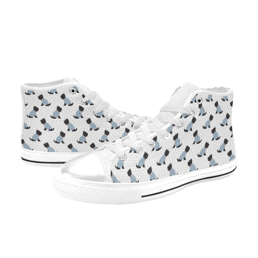 Scottish Terriers Print Design LKS3013 High Top Women's White Shoes