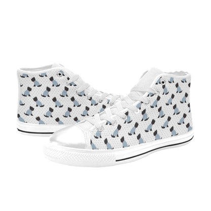 Scottish Terriers Print Design LKS3013 High Top Women's White Shoes