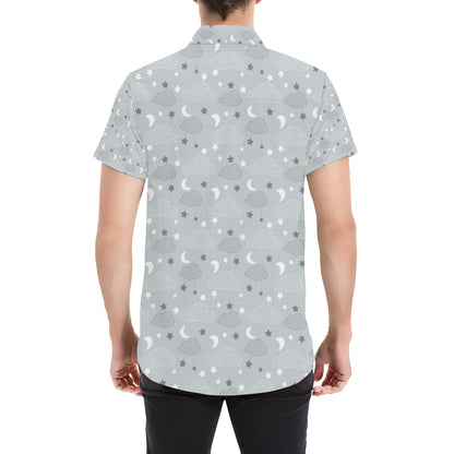 Cloud  Pattern Print Design 04 Men's Short Sleeve Button Up Shirt