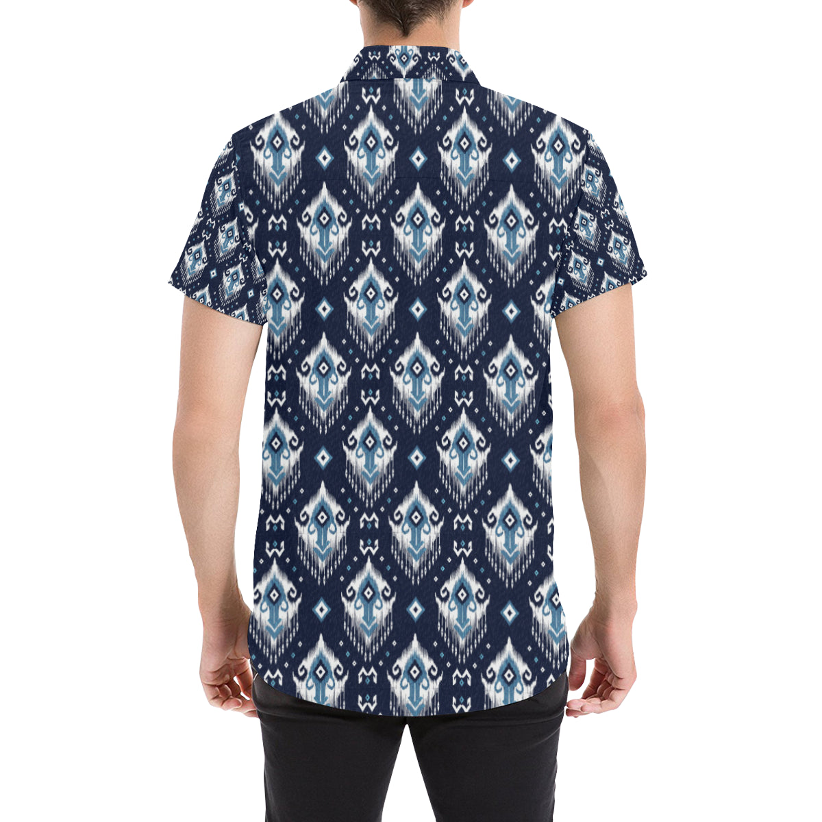 Ethnic Ornament Print Pattern Men's Short Sleeve Button Up Shirt