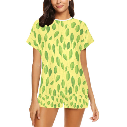 Spinach Print Design LKS302 Women's Short Pajama Set