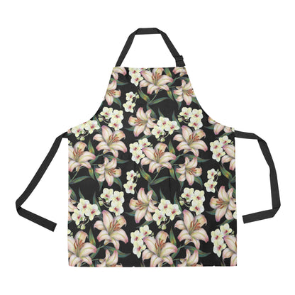 Lily Pattern Print Design LY03 Apron with Pocket