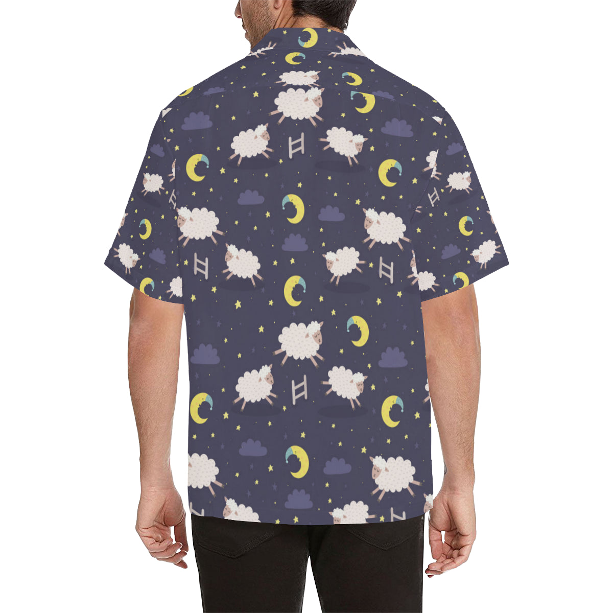 Sheep Night Pattern Print Design 02 Men's Hawaiian Shirt