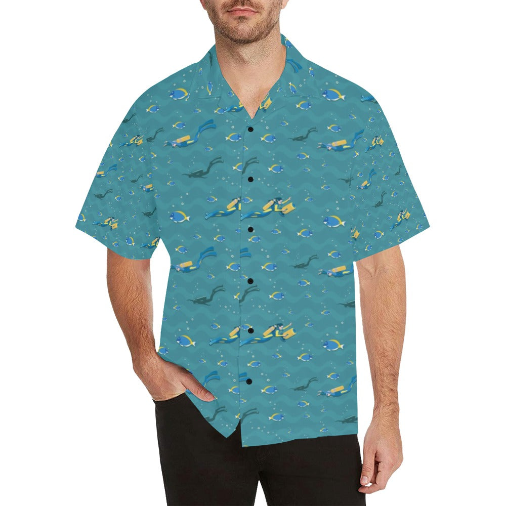 Scuba Driving Pattern Print Design LKS306 Men's Hawaiian Shirt