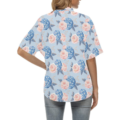 Hydrangea Pattern Print Design HD06 Women's Hawaiian Shirt