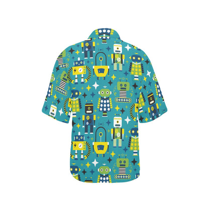 Robot Pattern Print Design A02 Women's Hawaiian Shirt