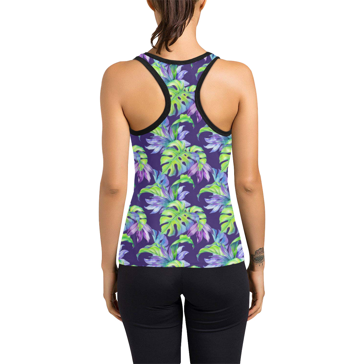 Tropical Flower Pattern Print Design TF019 Women's Racerback Tank Top