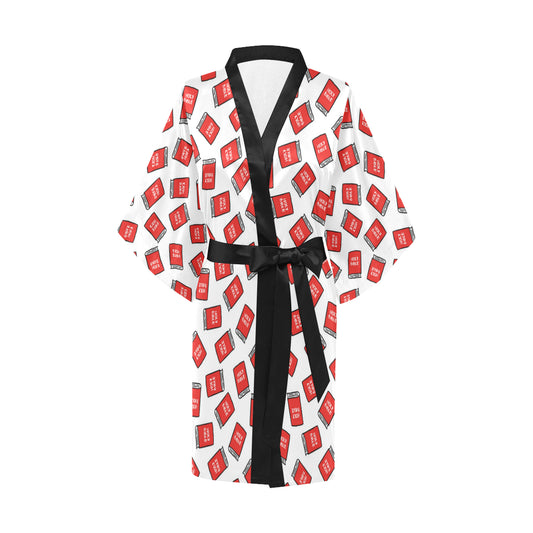 Bible Pattern Print Design 03 Women's Short Kimono