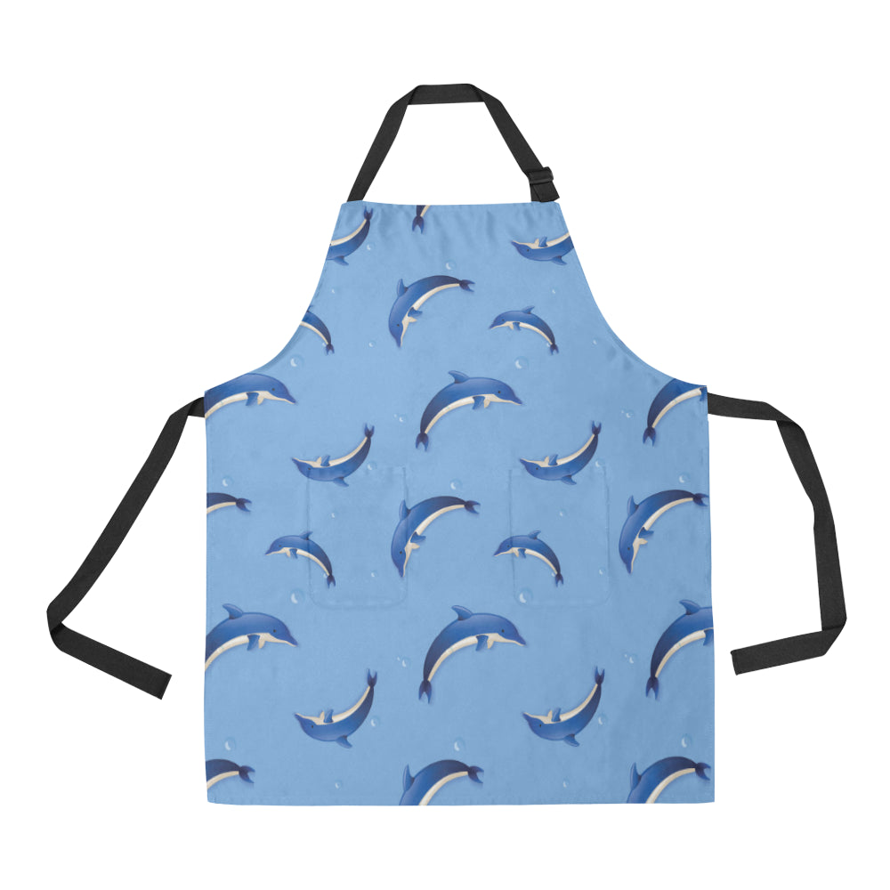 Dolphin Blue Print Apron with Pocket