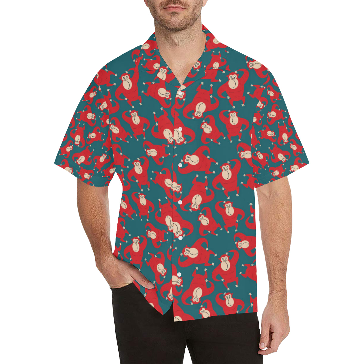 Chimpanzee Pattern Print Design 04 Men's Hawaiian Shirt