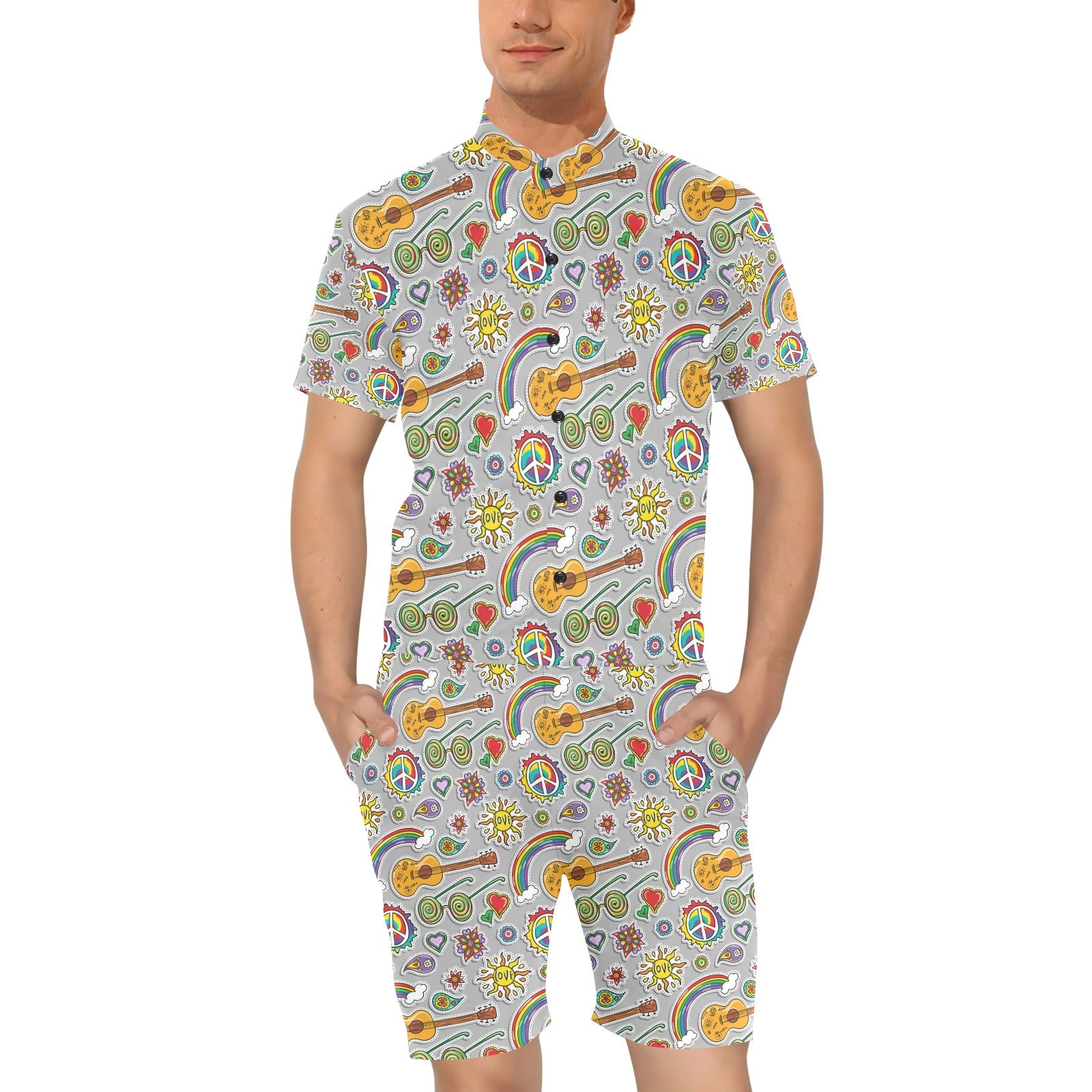 Hippie Print Design LKS306 Men's Romper