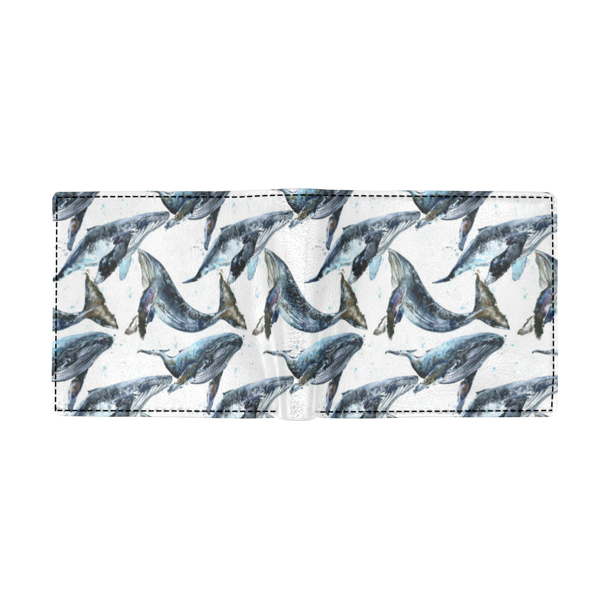 Blue Whale Pattern Print Design 03 Men's ID Card Wallet