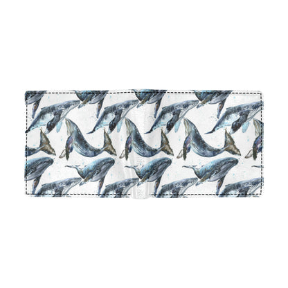 Blue Whale Pattern Print Design 03 Men's ID Card Wallet