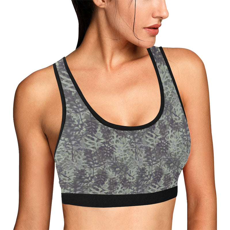 Camouflage Fern Pattern Print Design 05 Sports Bra