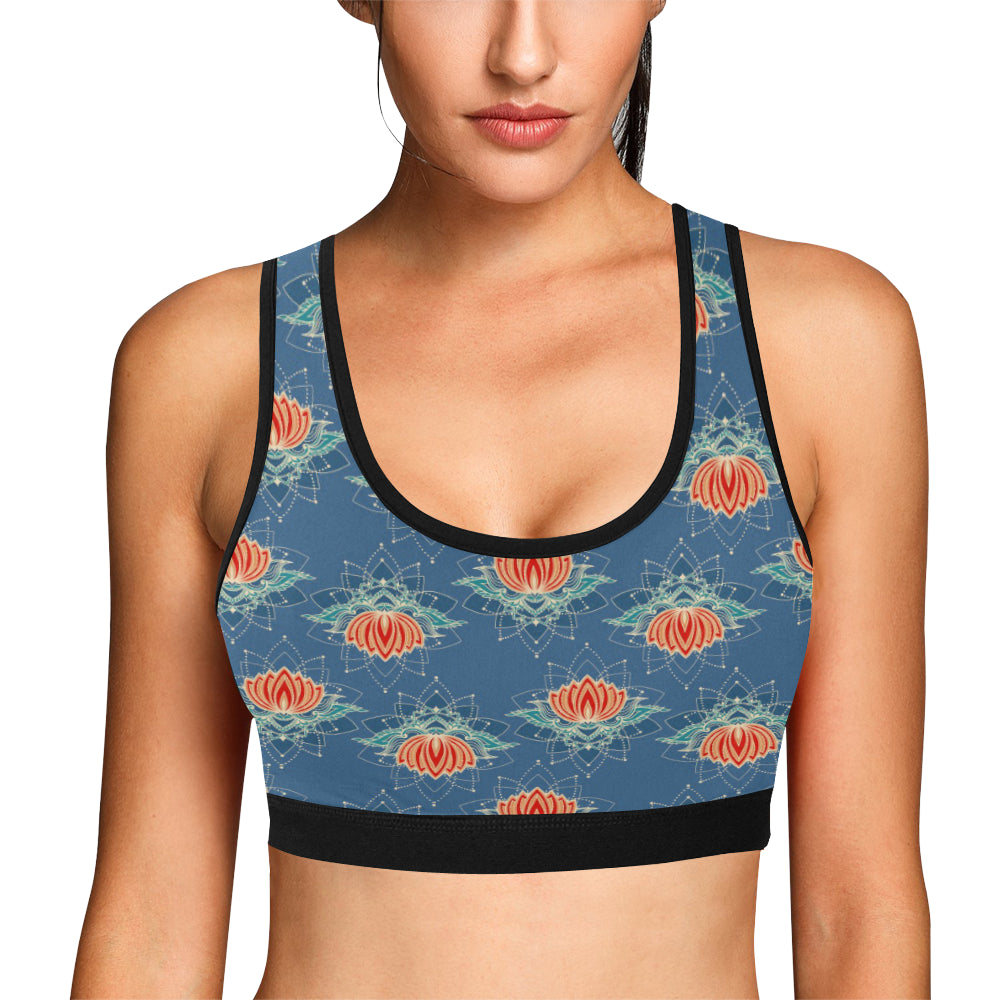 lotus Boho Pattern Print Design LO07 Sports Bra