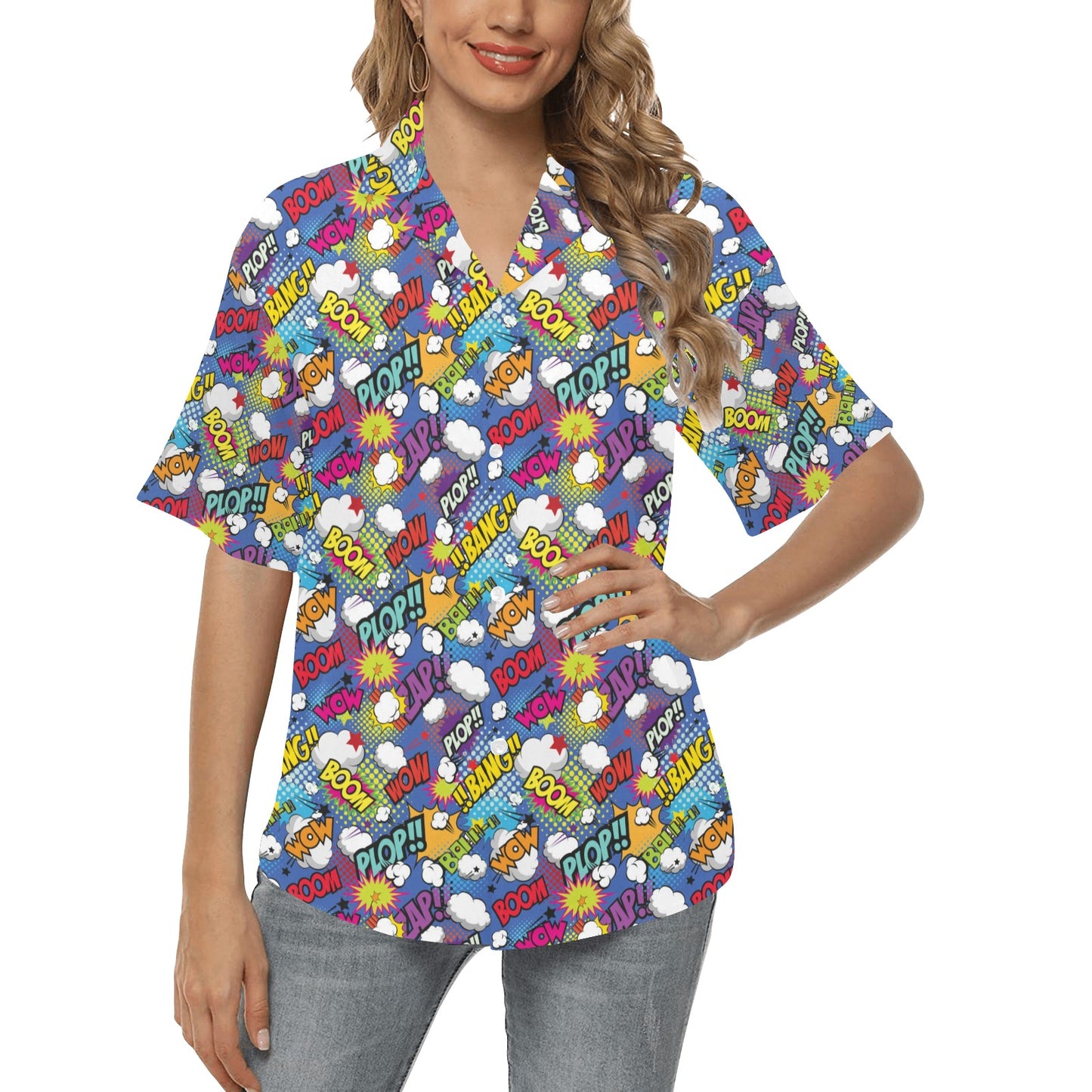 Comic Book Pattern Print Design 02 Women's Hawaiian Shirt