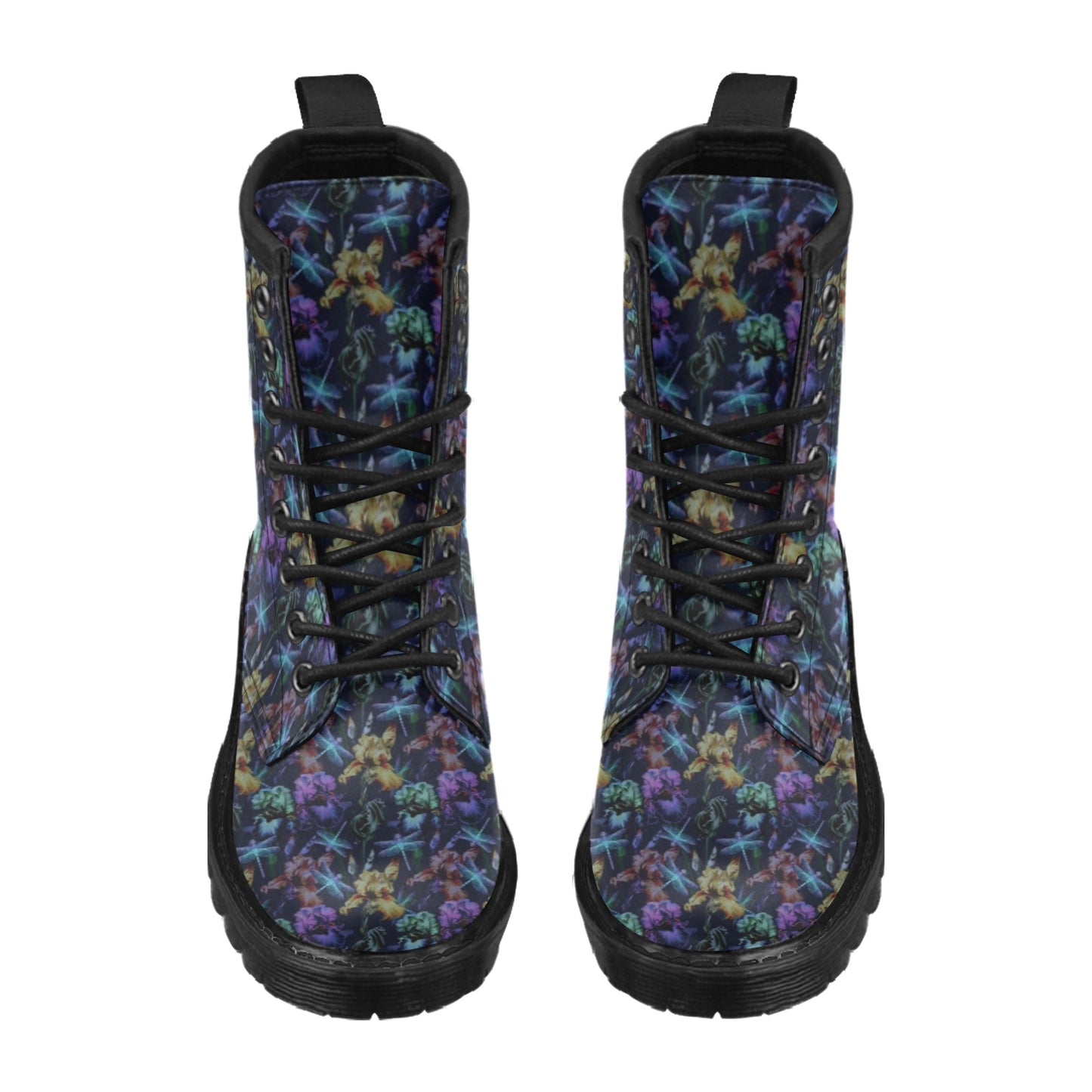 Dragonfly With Floral Print Pattern Women's Boots