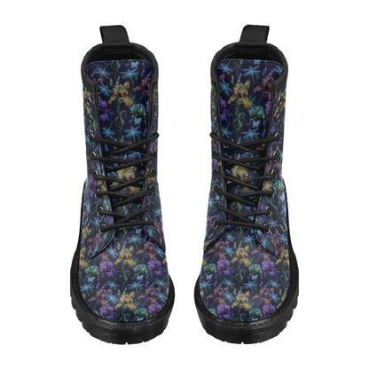 Dragonfly With Floral Print Pattern Women's Boots