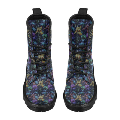 Dragonfly With Floral Print Pattern Women's Boots