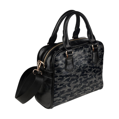 Camo Black Pattern Print Design 02 Shoulder Handbag