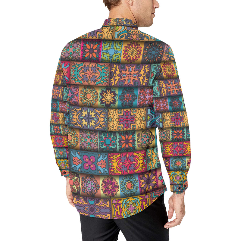 Mandala Style Design Print Men's Long Sleeve Shirt