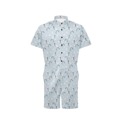 Sakura Bird Print Design LKS304 Men's Romper