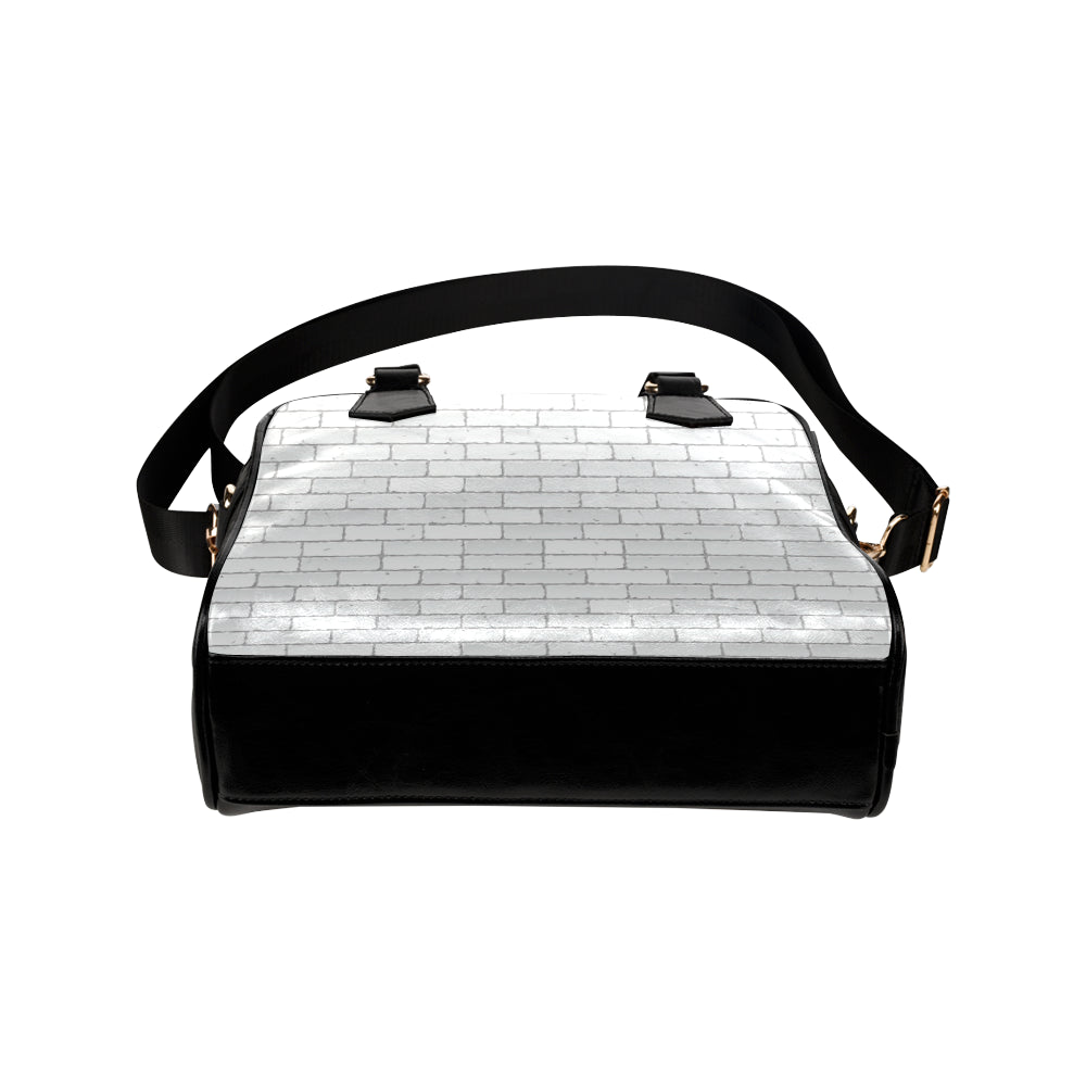 Brick White Pattern Print Design 03 Shoulder Handbag